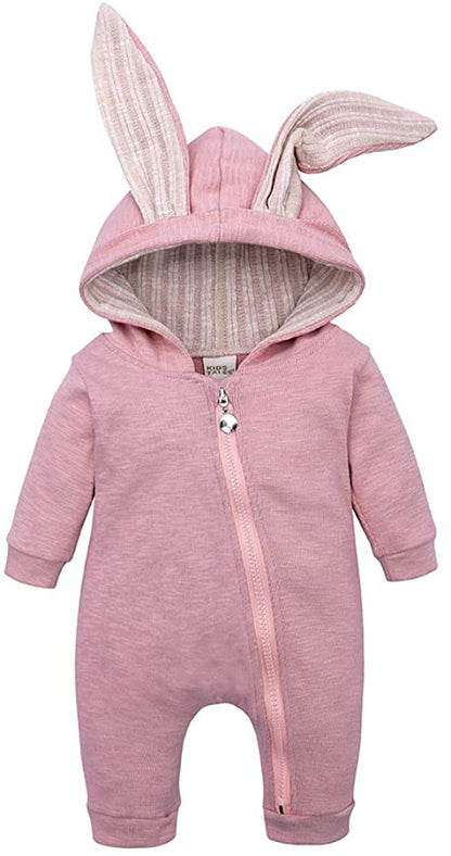 Bunny Ear Hooded Jumpsuit - Pink