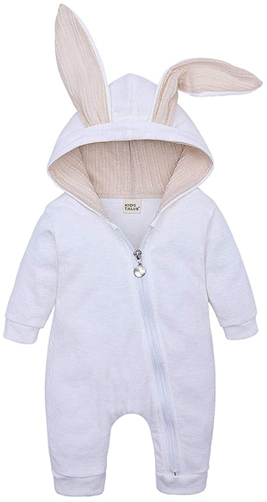 Bunny Ear Hooded Jumpsuit - White