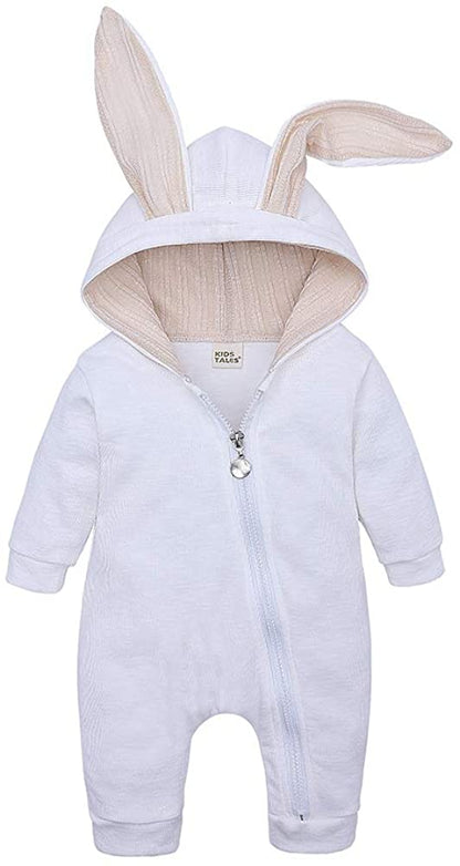 Bunny Ear Hooded Jumpsuit - White