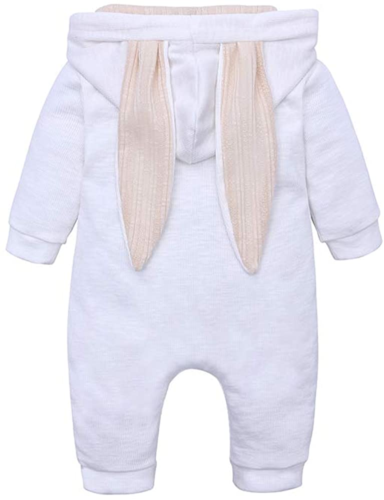 Bunny Ear Hooded Jumpsuit - White