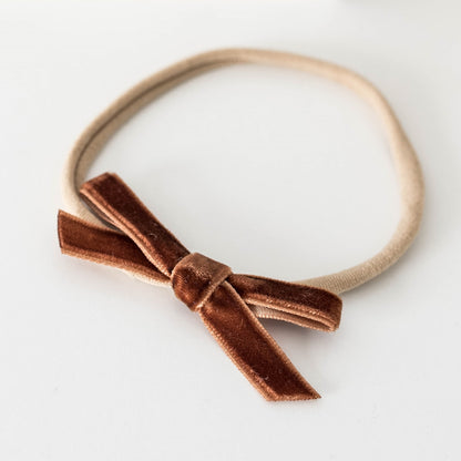 Snuggle Hunny Kids Petite Velvet Bow - Toffee