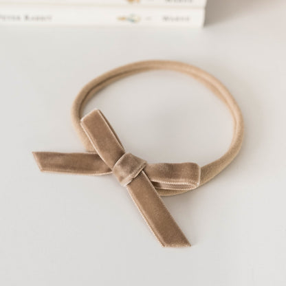 Snuggle Hunny Kids Petite Velvet Bow - Pebble