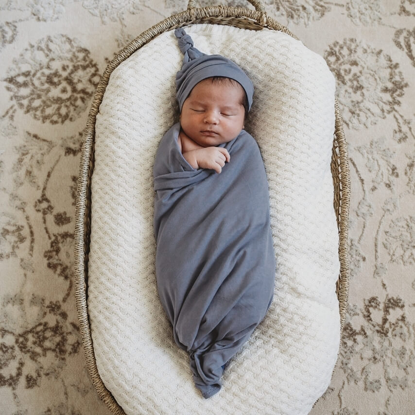 Snuggle Hunny Kids Indigo Jersey Wrap &amp; Beanie Set
