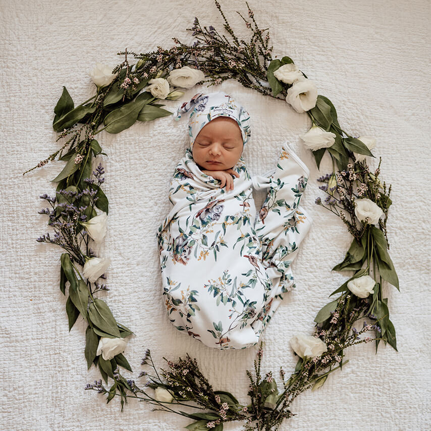 Snuggle Hunny Kids Wrap & Beanie Set - Eucalypt