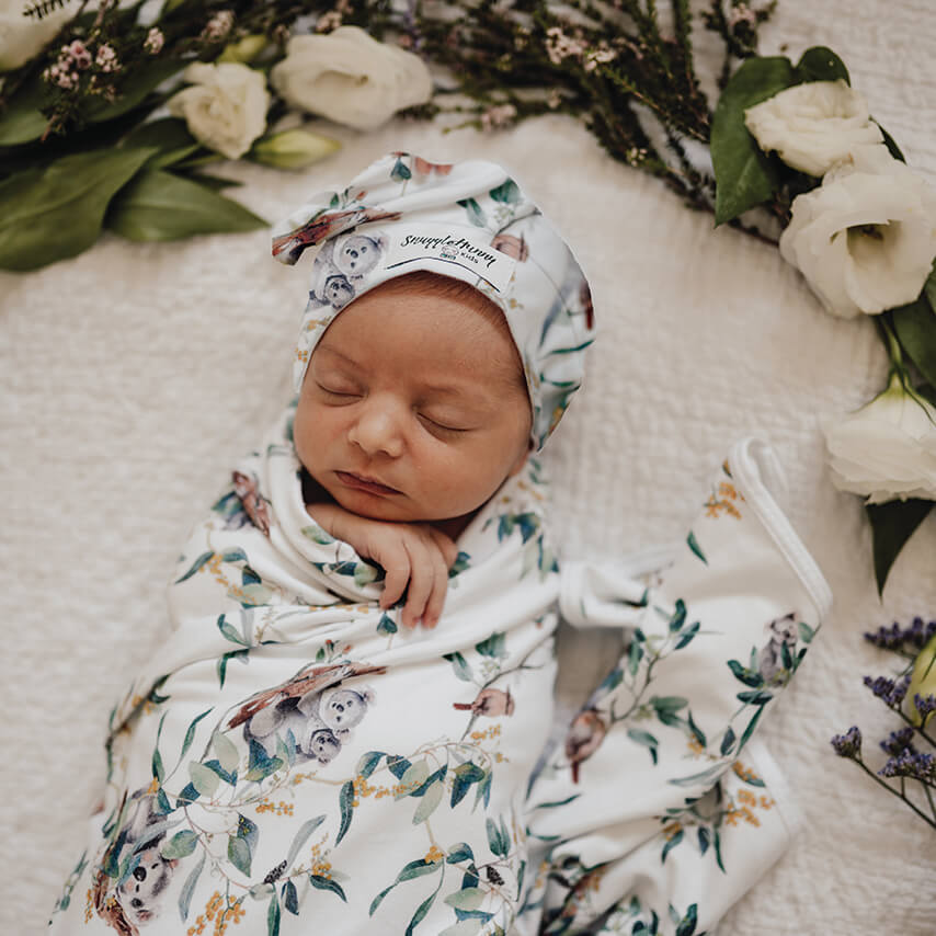 Snuggle Hunny Kids Wrap & Beanie Set - Eucalypt