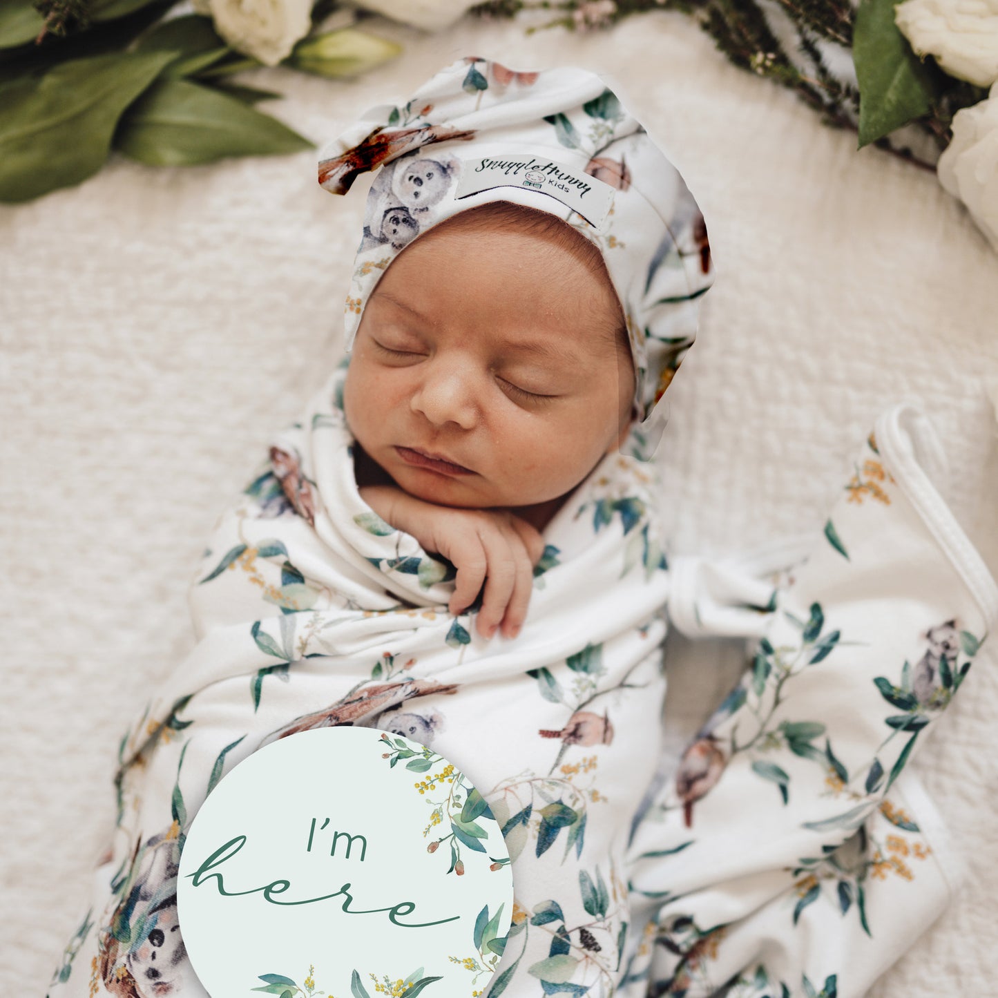 Snuggle Hunny Kids Wrap & Beanie Set - Eucalypt