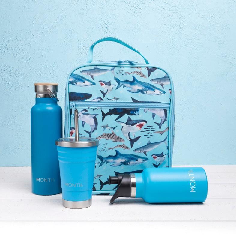 MontiiCo Insulated Lunch Bag with Ice Pack - Sharks