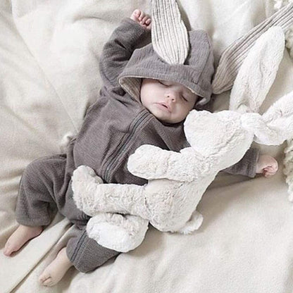 Bunny Ear Hooded Jumpsuit - Mocha