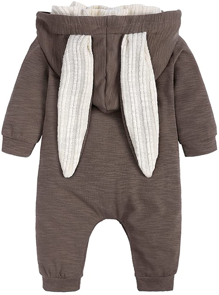 Bunny Ear Hooded Jumpsuit - Mocha