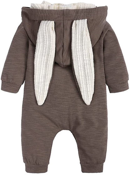 Bunny Ear Hooded Jumpsuit - Mocha