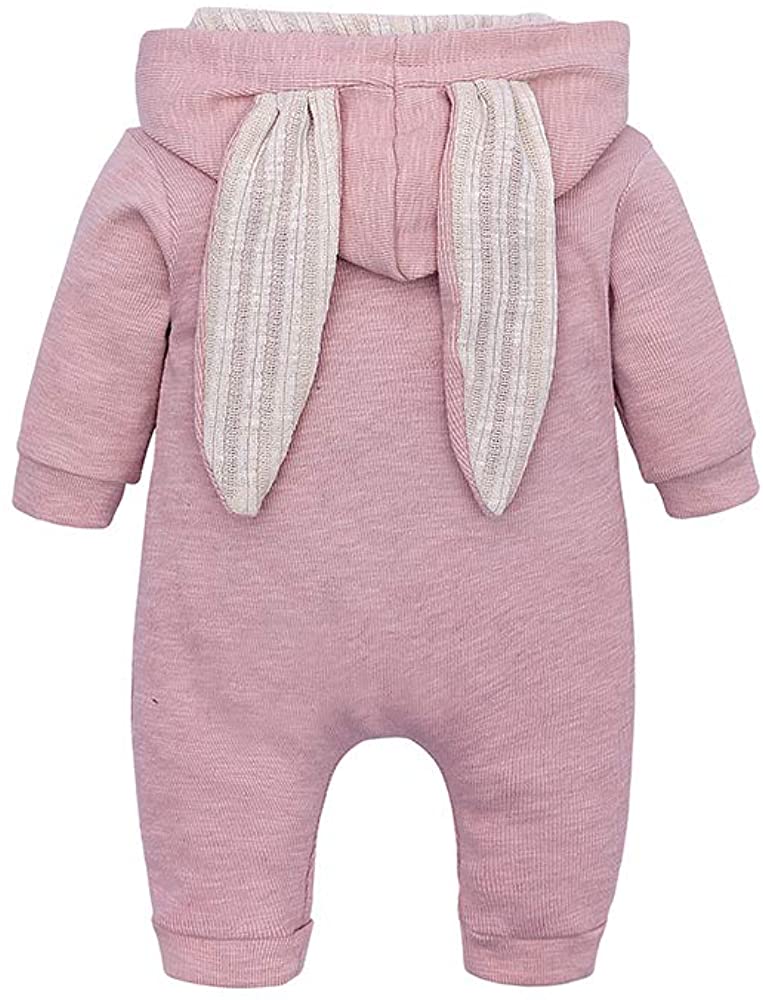 Bunny Ear Hooded Jumpsuit - Pink