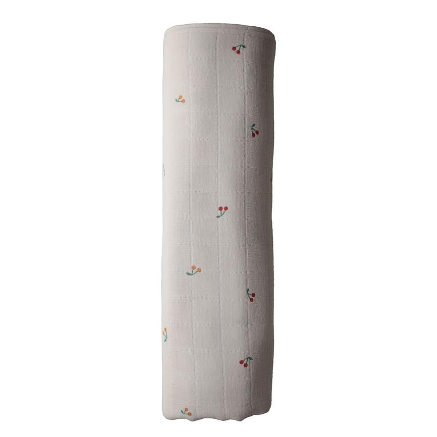 Mushie Organic Cotton Swaddle - Cherries