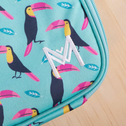 MontiiCo Insulated Lunch Bag + Ice Pack - Toucan Blue - Large for Kids and Teens