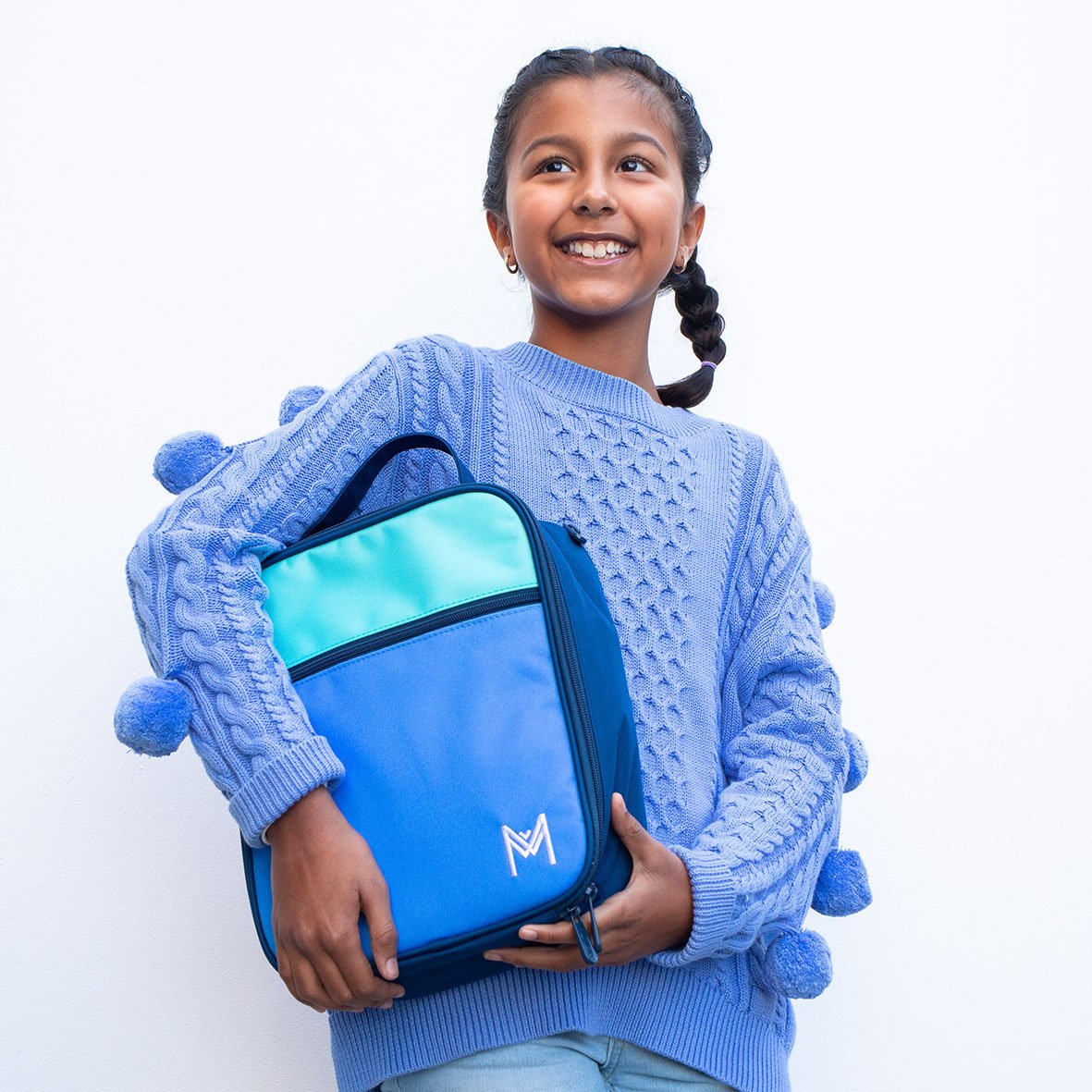 MontiiCo Insulated Lunch Bag with Ice Pack - Blue Colour Block