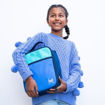 MontiiCo Insulated Lunch Bag with Ice Pack - Blue Colour Block