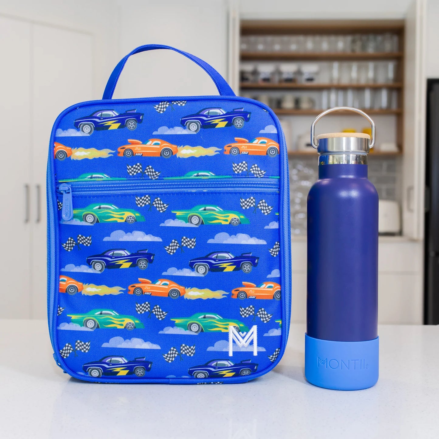 MontiiCo Large Insulated Lunch Bag with Ice Pack - Speed Racer