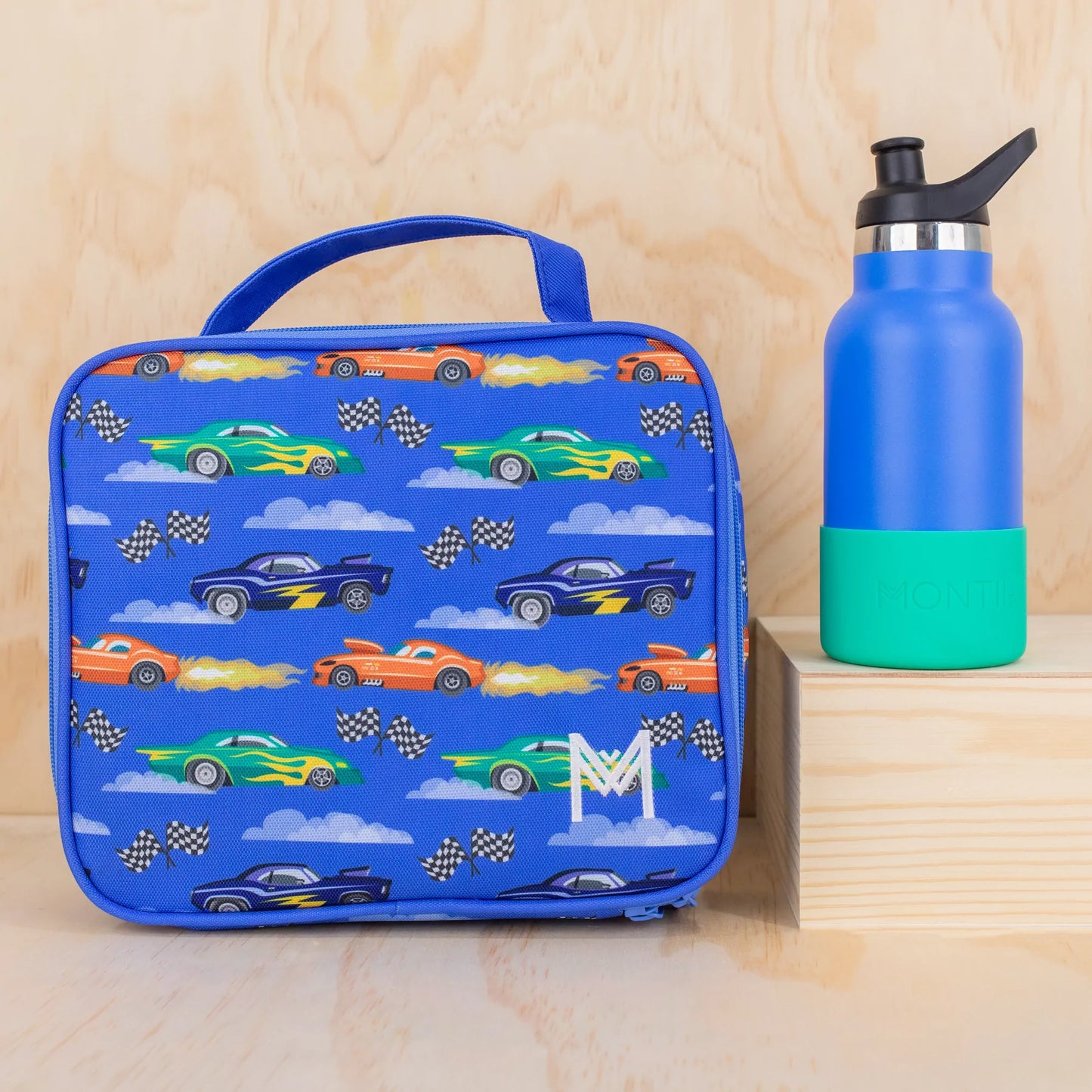 MontiiCo Insulated Lunch Bag - Speed Racer Blue - Medium for Kids