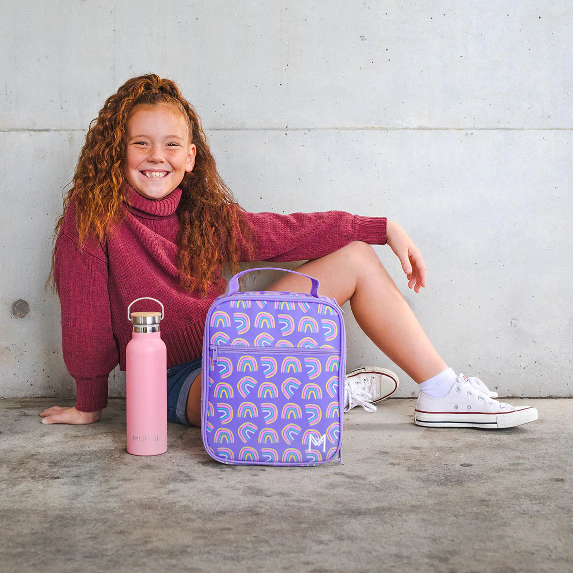 MontiiCo Large Insulated Lunch Bag with Ice Pack - Rainbows