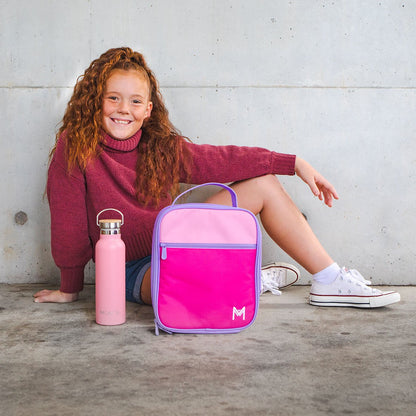 MontiiCo Insulated Lunch Bag with Ice Pack - Pink Colour Block