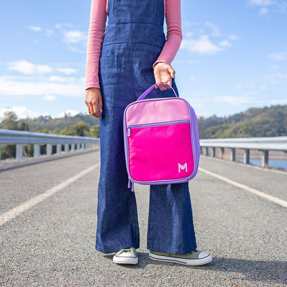 MontiiCo Insulated Lunch Bag with Ice Pack - Pink Colour Block