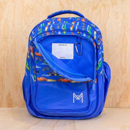 MontiiCo School Bag | Blue Speed Racer | For Kids & Teens
