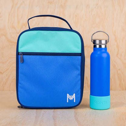 MontiiCo Insulated Lunch Bag with Ice Pack - Blue Colour Block