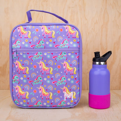 MontiiCo Insulated Lunch Bag + Ice Pack - Unicorn Purple - Large for Kids and Teens