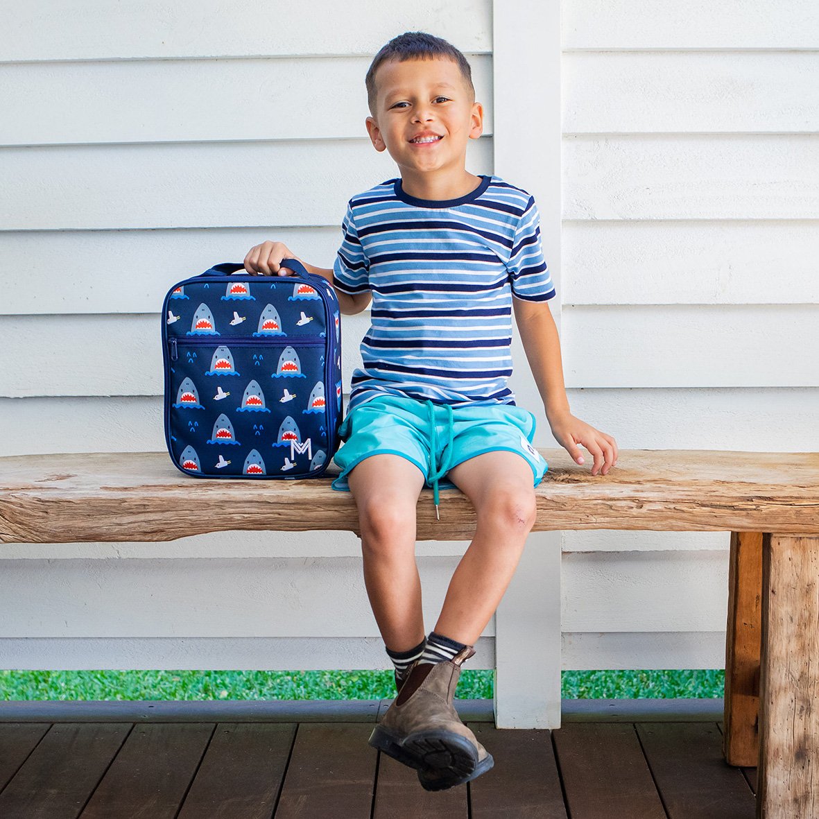 MontiiCo Large Insulated Lunch Bag with Ice Pack - Shark 2.0