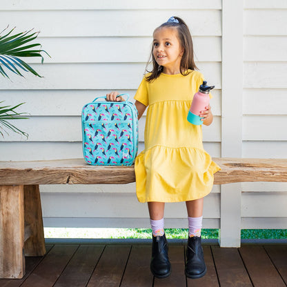 MontiiCo Insulated Lunch Bag + Ice Pack - Toucan Blue - Large for Kids and Teens