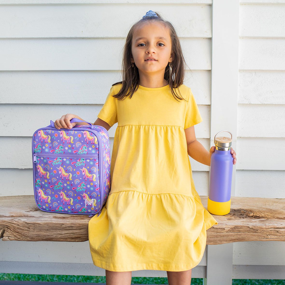 MontiiCo Insulated Lunch Bag + Ice Pack - Unicorn Purple - Large for Kids and Teens