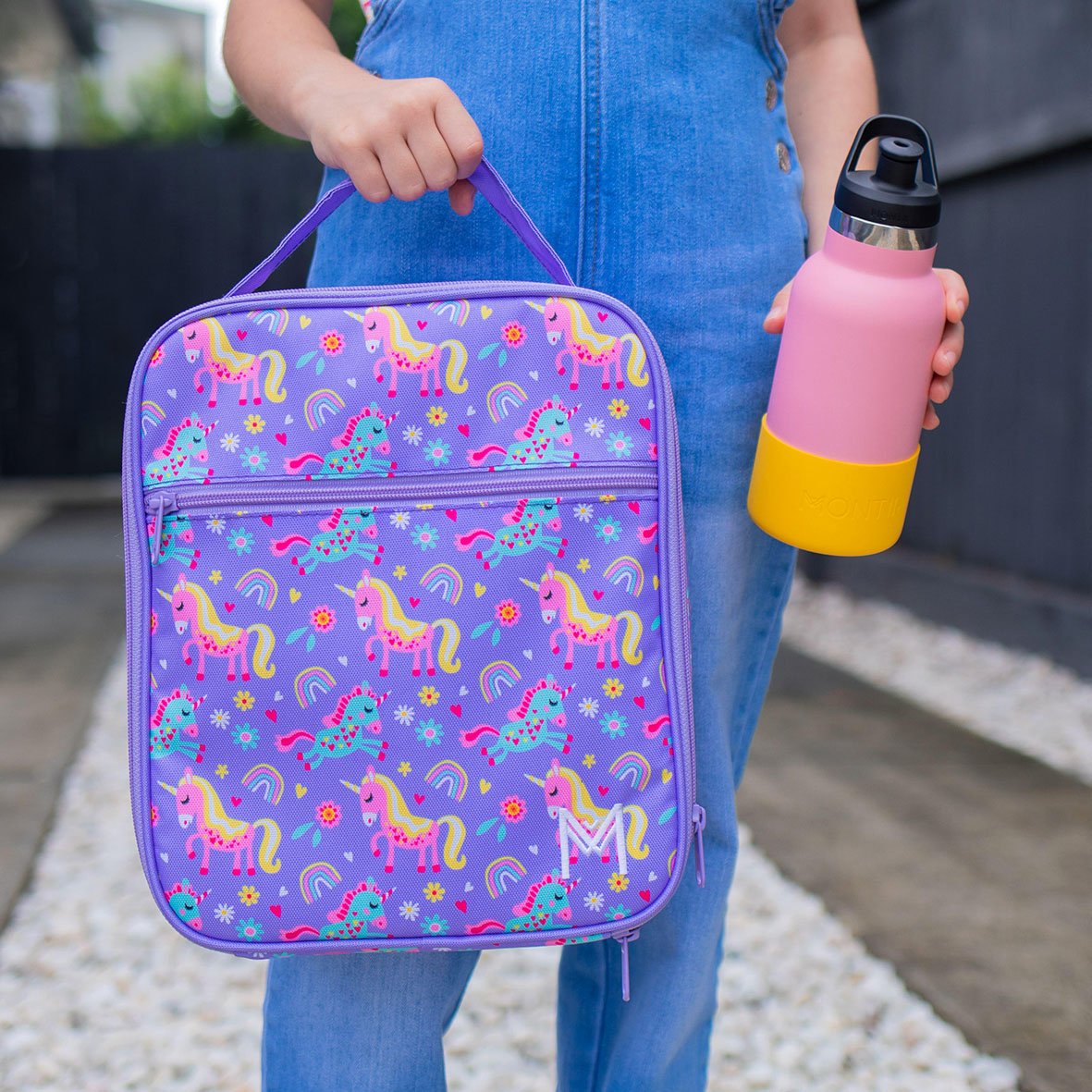 MontiiCo Insulated Lunch Bag + Ice Pack - Unicorn Purple - Large for Kids and Teens