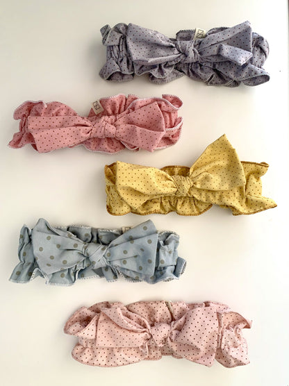 Vintage Stretch Headband - Cherry Mini Dots