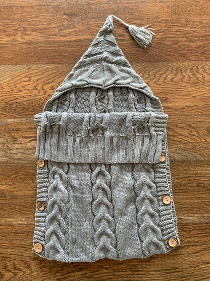 Knitted Baby Sleeping Bag Swaddle - Slate