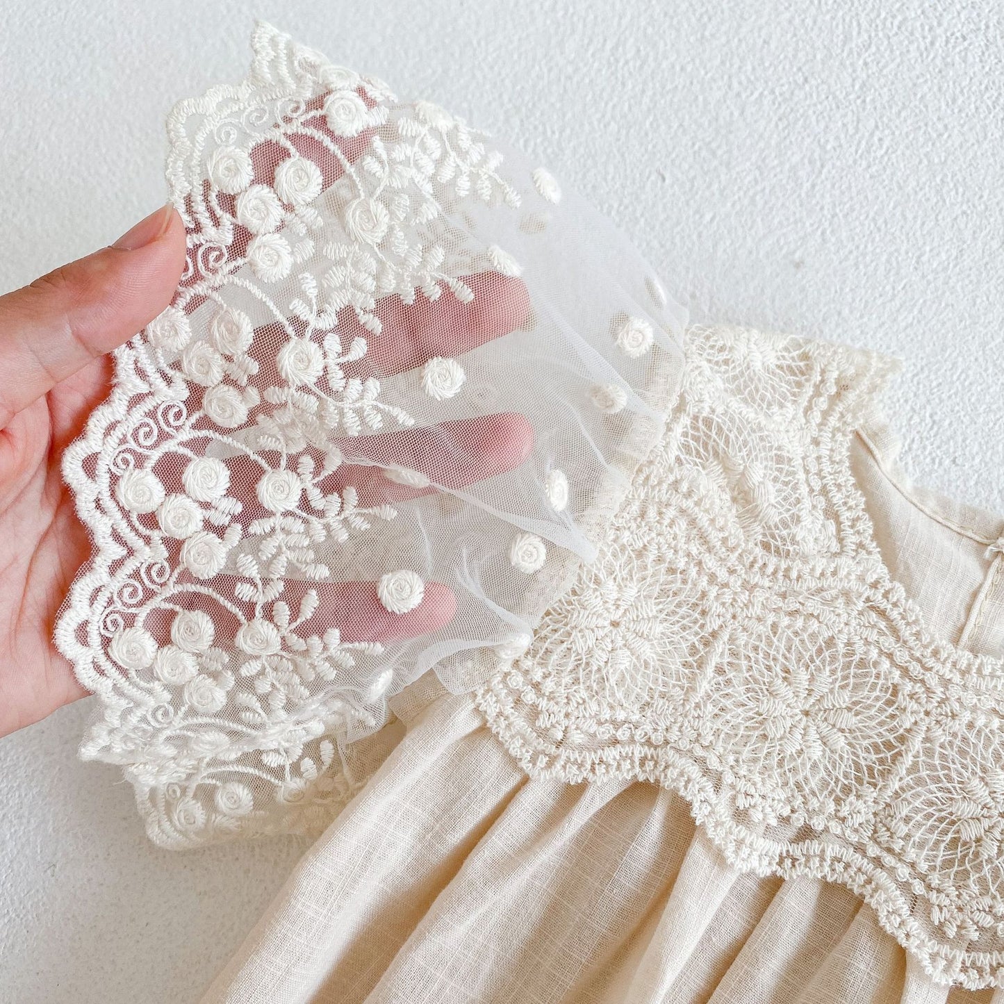 Angel lace sleeved romper