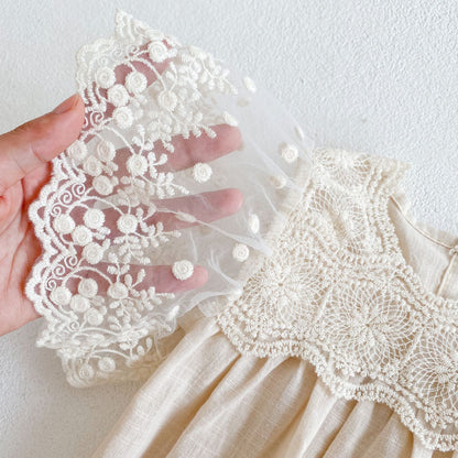 Angel lace sleeved romper