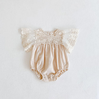 Angel lace sleeved romper