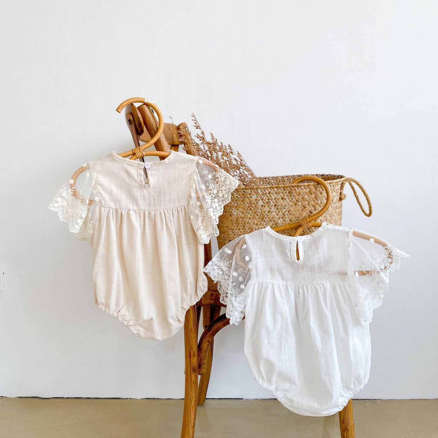 Angel lace sleeved romper
