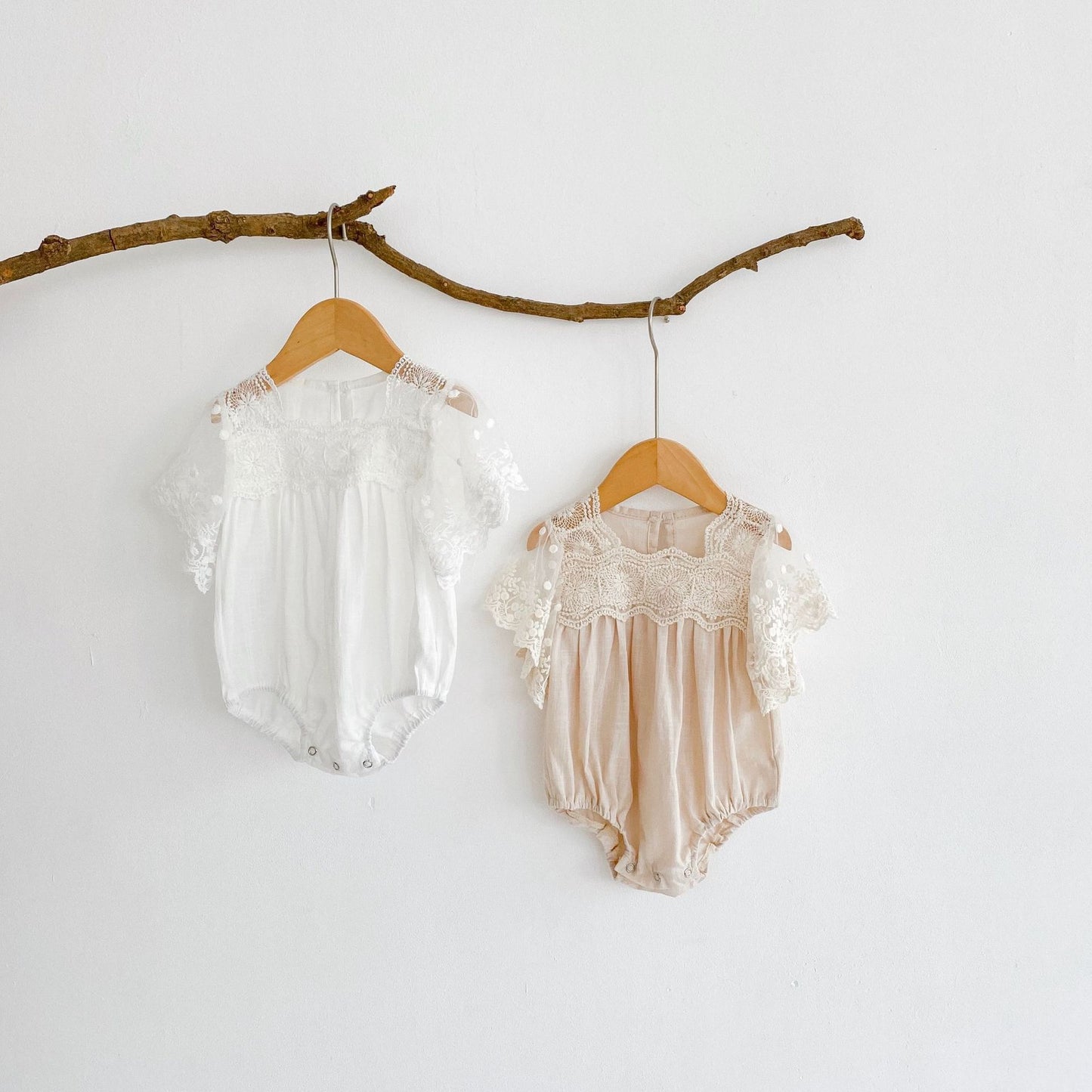 Angel lace sleeved romper