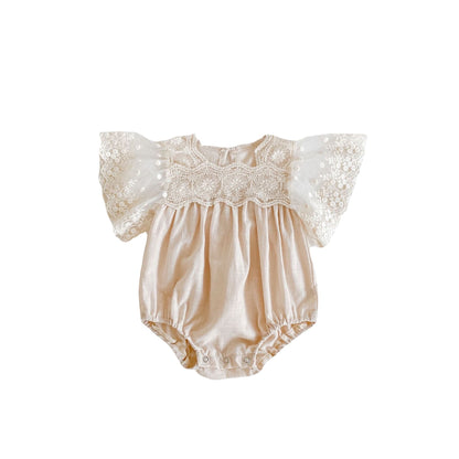Angel lace sleeved romper