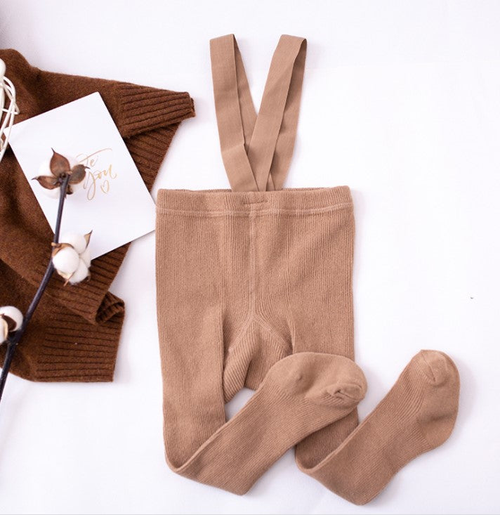Unisex Ribbed Suspender Tights Original - Coffee