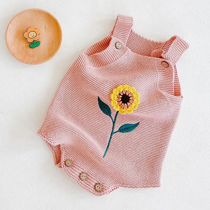 Sunflower Knit Romper - Blush