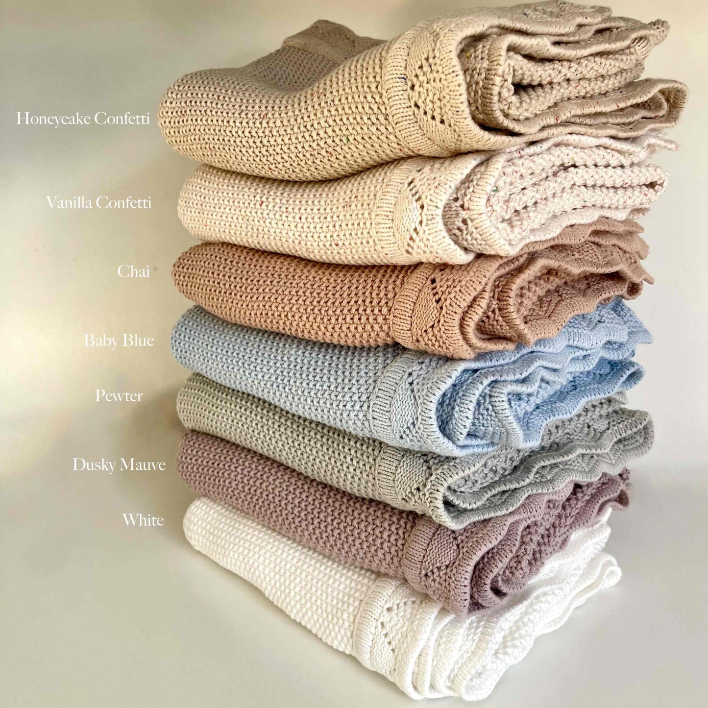 Scalloped Knitted Blanket - Honeycake Confetti
