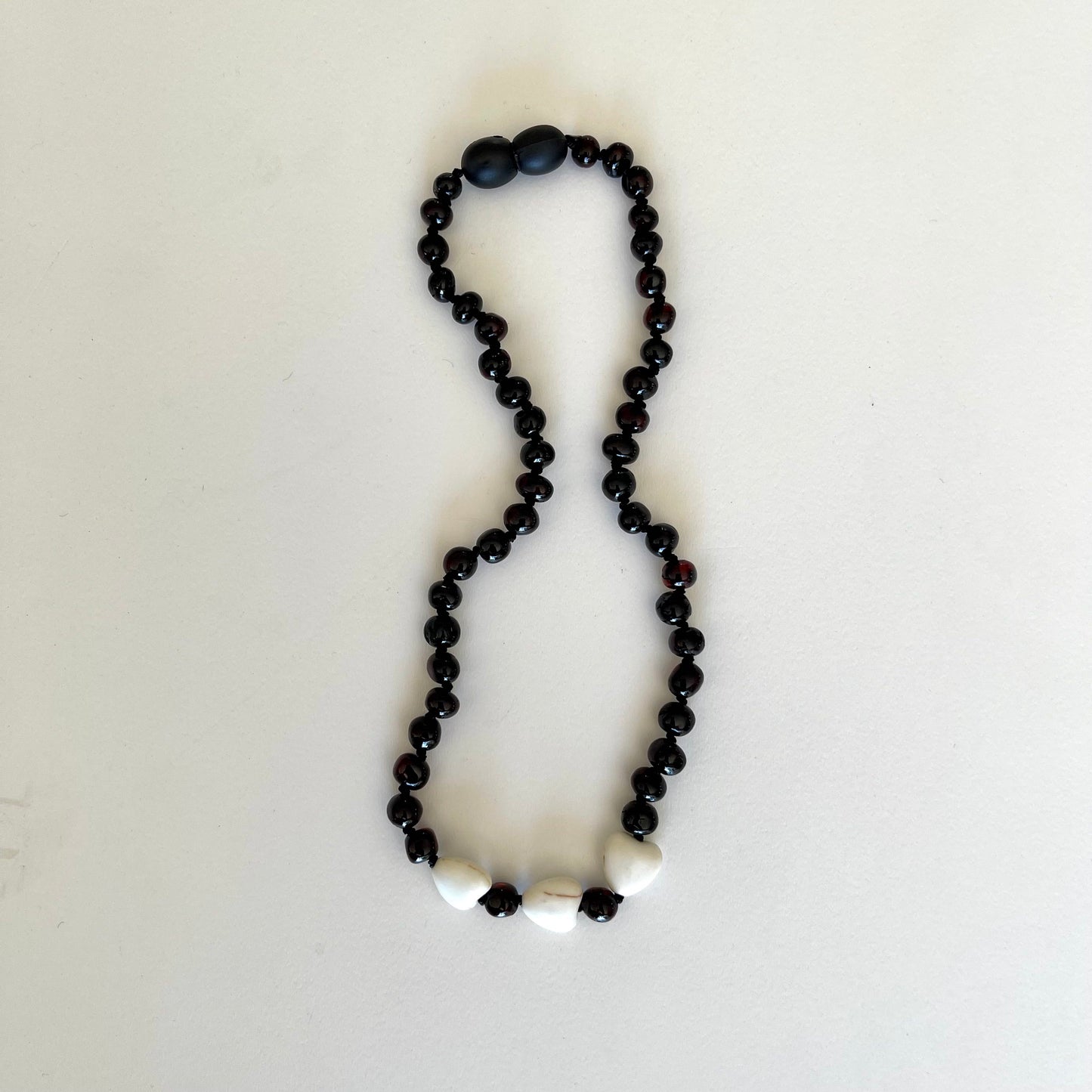 Ambre - Cherry Amber with White Precious Stone Hearts Style 2