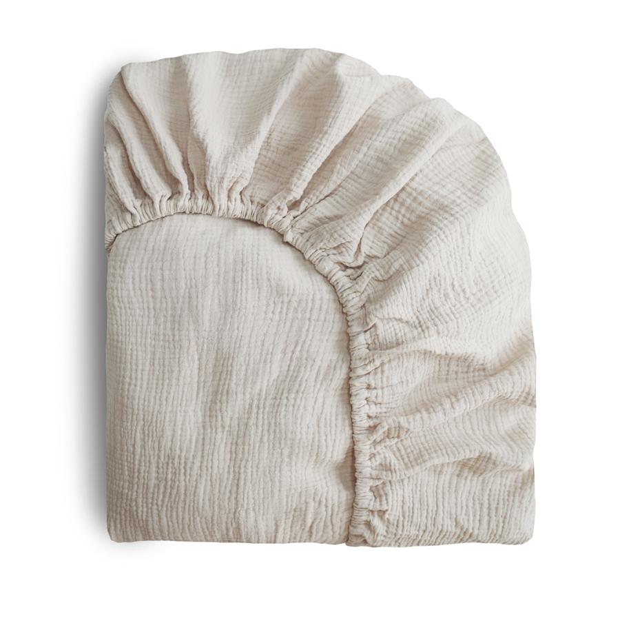 Mushie - Extra Soft Muslin Crib Sheet - Fog