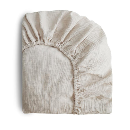 Mushie - Extra Soft Muslin Crib Sheet - Fog