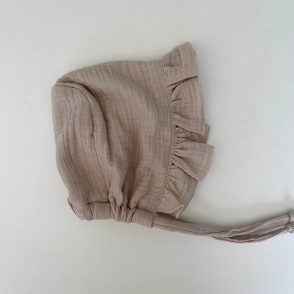 Wild Skye - Frilled Muslin Bonnet - Taupe
