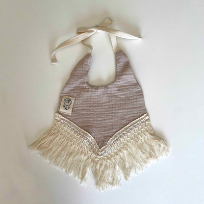 Wild Skye - Double Muslin Fringed Bib - Taupe