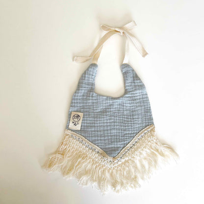 Wild Skye - Double Muslin Fringed Bib -Sky