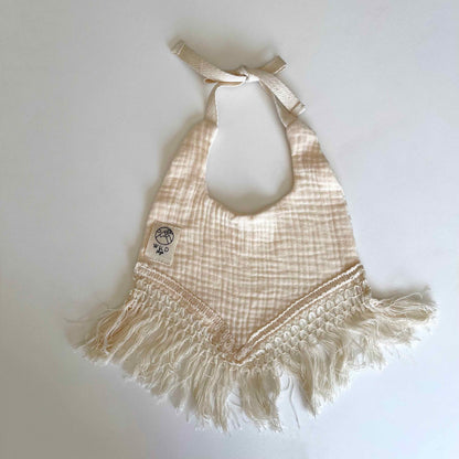 Wild Skye - Double Muslin Fringed Bib - Crème