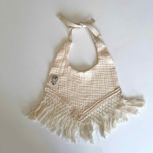 Wild Skye - Double Muslin Fringed Bib - Crème